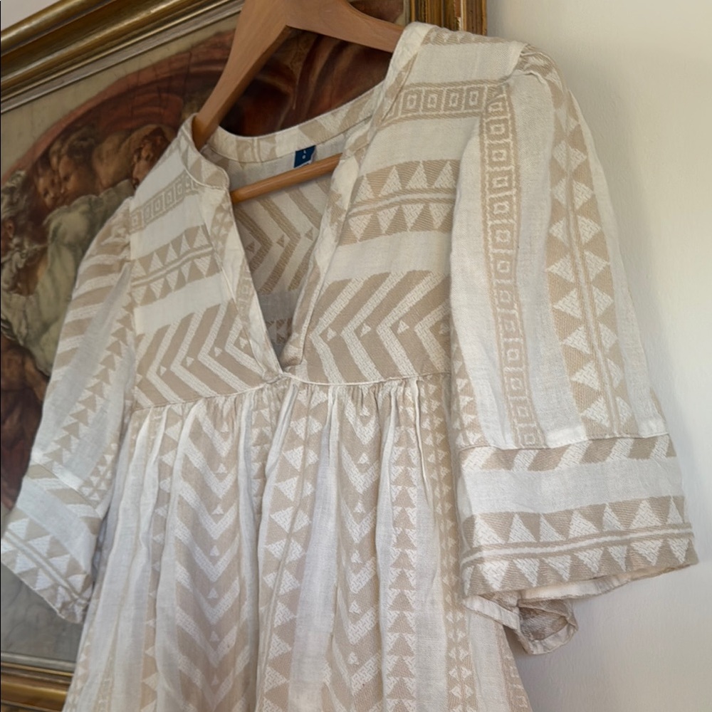 Wide Sleeve Cream Patterned Top - Picture 3 of 6